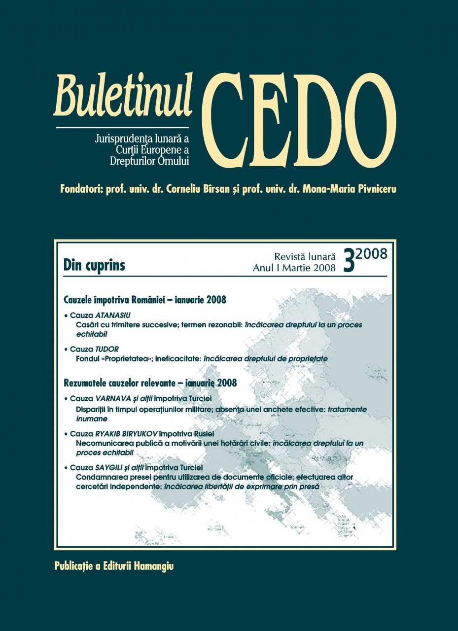 Imagine Buletinul CEDO, Nr. 3/2008