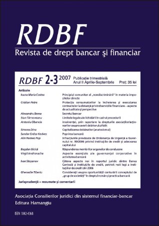 Imagine Revista de Drept Bancar si Financiar, Nr. 2-3/2007