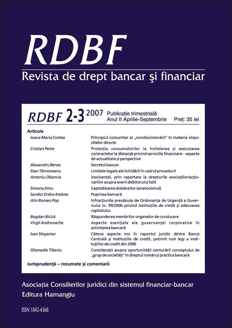 Imagine Revista de Drept Bancar si Financiar, Nr. 2-3/2007