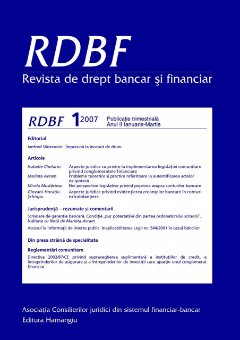 Imagine Revista de drept bancar si financiar, Nr. 1/2007