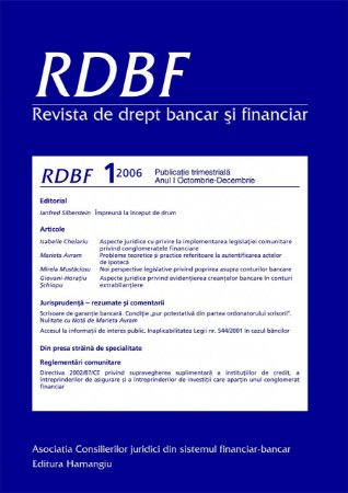 Imagine Revista de drept bancar si financiar nr. 4/2007