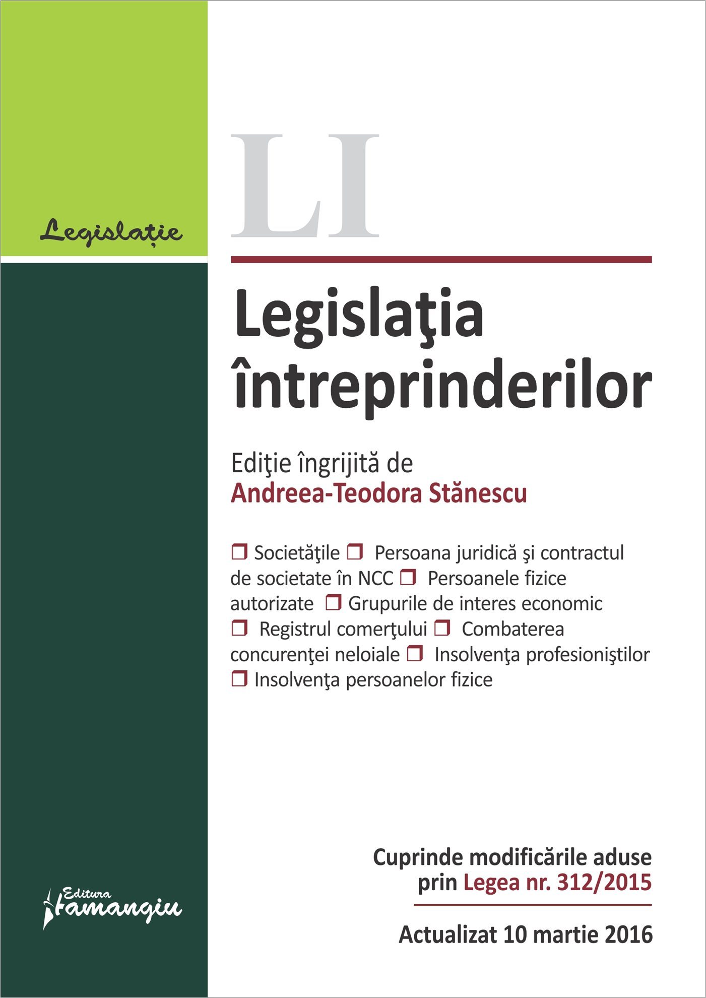 Legislatia intreprinderilor. Actualizat 10 martie 2016