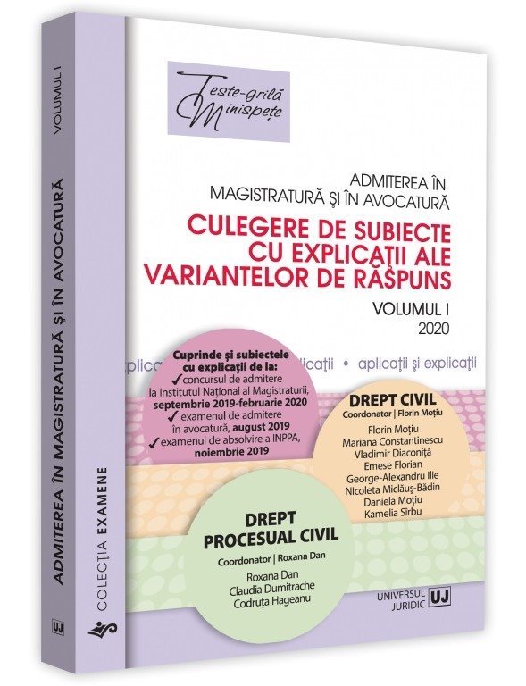 Admiterea in magistratura si in avocatura.  Vol. I – Drept civil, Drept procesual civil 2020 - Motiu