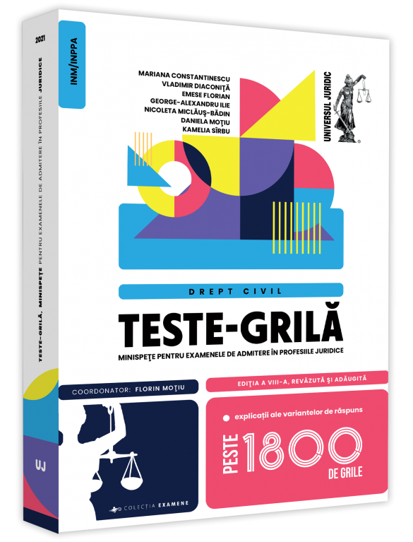 Teste-grila, minispete pentru examenele de admitere in profesiile juridice. Drept civil.  2021  Florin Motiu