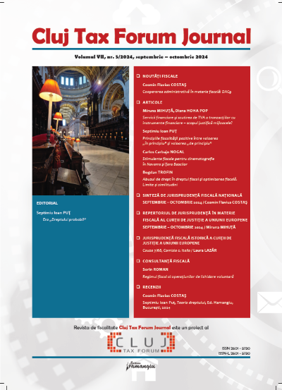 Cluj Tax Forum Journal 5/2024- Cosmin Flavius Costas