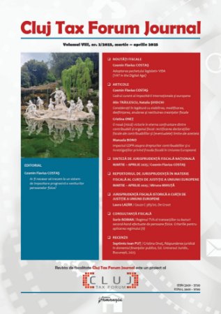 Cluj Tax Forum Journal 2/2025- Cosmin Flavius Costas